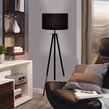 Eglo 55291 - Stehleuchte BIDFORD 1xE27/60W/230V schwarz/braun