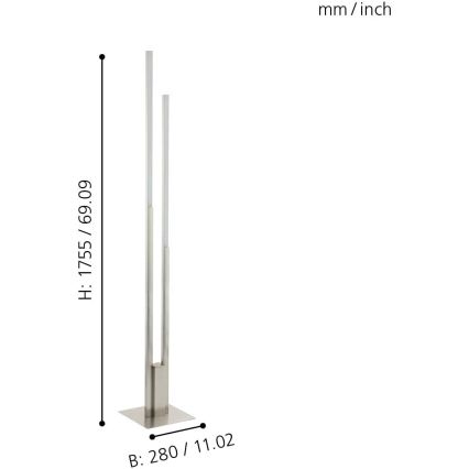 Eglo 55972 - LED RGBW dimmbare Stehlampe FRAIOLI-C LED/34W/230V 2700-6500K mattchrom + Fernbedienung