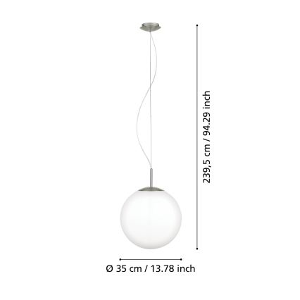 Eglo 63269 - Pendelleuchte an Kabel PIEDALE 1xE27/60W/230V Ø 35 cm mattchrom