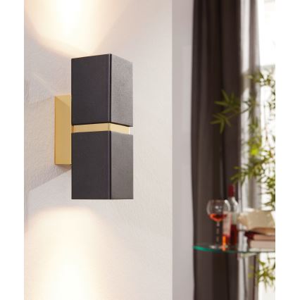 Eglo 64798 - LED-Wandleuchte PASSA PRO 2xGU10/3,3W/230V 3000K schwarz/golden