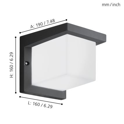 Eglo 65046 - LED-Outdoor-Wandleuchte DESELLA PRO LED/10W/230V IP54 anthrazit