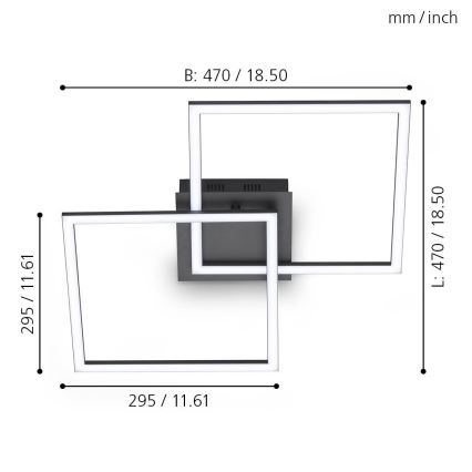 Eglo – Dimmbare LED-Deckenleuchte LED/28W/230V 3000-6500K +  Fernbedienung