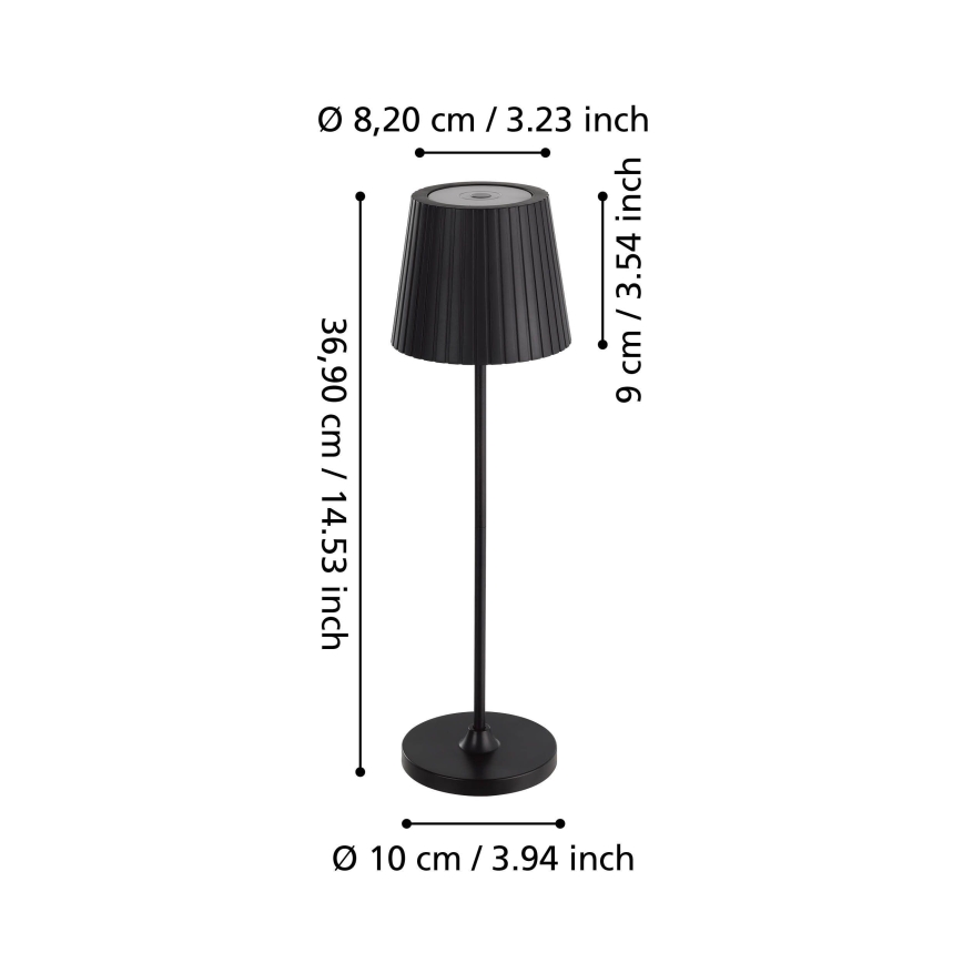 Eglo - Dimmbare, wiederaufladbare LED-Tischleuchte für den Außenbereich LED/3,8W/5V 2400/3000/4000K 2000 mAh IP44 schwarz