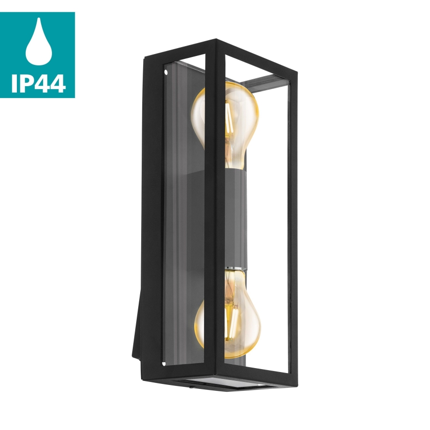 Eglo 780426 - Outdoor-Wandleuchte ALGECIRAS 2xE27/60W/230V IP44 schwarz