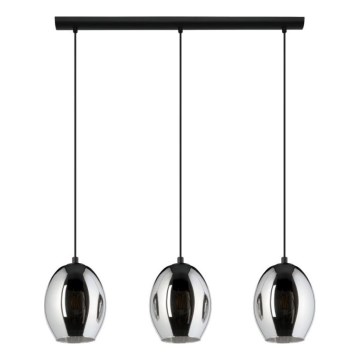 Eglo 780481 - Pendelleuchte an Seil CADAQUES 3xE27/40W/230V schwarz/rauchfarben