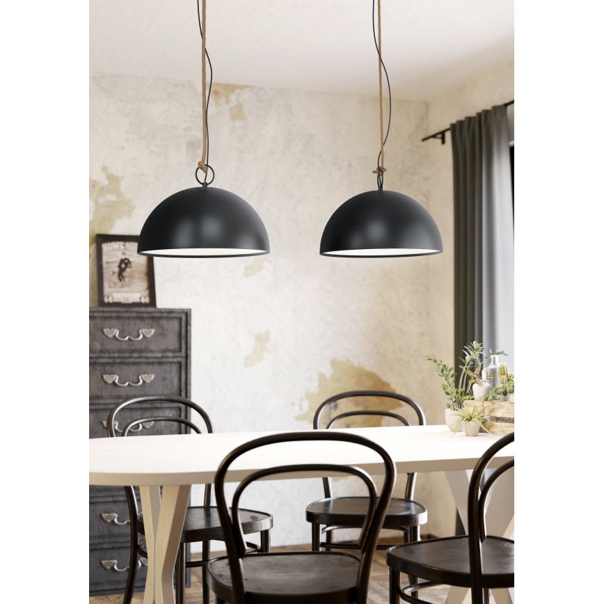 Eglo 78444 - Hängeleuchte HODSOLL 2xE27/40W/230V schwarz/braun