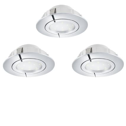 Eglo 78761 - SET 3x Dimmbare LED-Einbauleuchte PINEDA 1xLED/6W/230V 3000K glänzendes Chrom