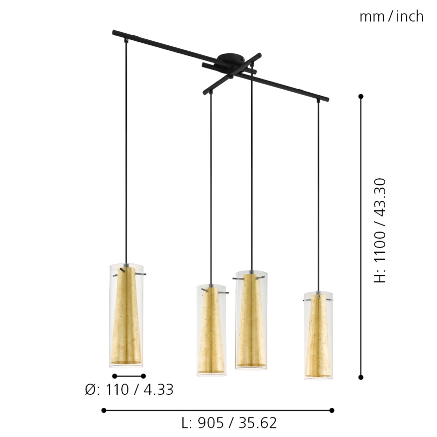 Eglo 79344 - Hängeleuchte PINTO GOLD 4xE27/40W/230V golden