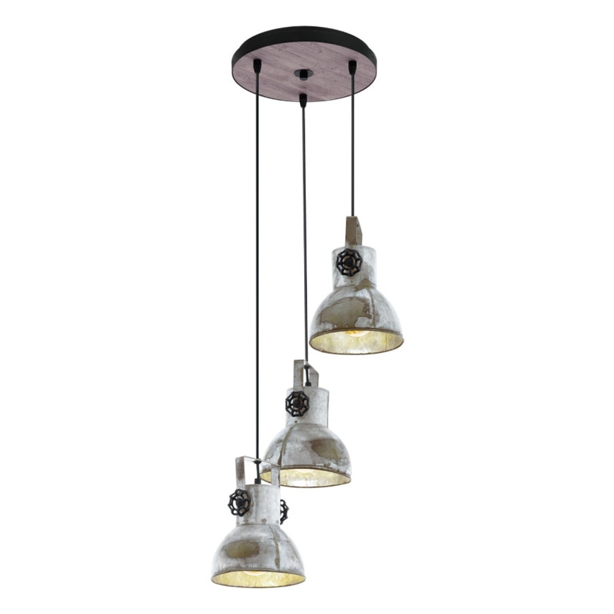 Eglo 79371 - Hängeleuchte BARNSTAPLE mit Kabelaufhängung, 3x E27/40W/230V, Braun/Patina