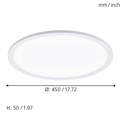 Eglo 79469 - Dimmbare LED-Deckenleuchte POZZALLO LED/21W/230V 2700-6500K weiß + Fernbedienung