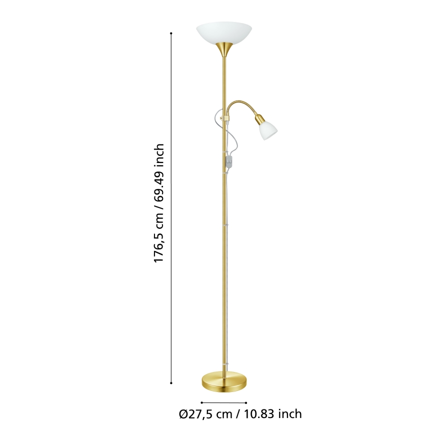 EGLO - Stehlampe 1xE27/60W + 1xE14/25W goldfarben