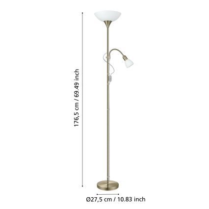 EGLO - Stehlampe 1xE27/60W + 1xE14/25W Messing
