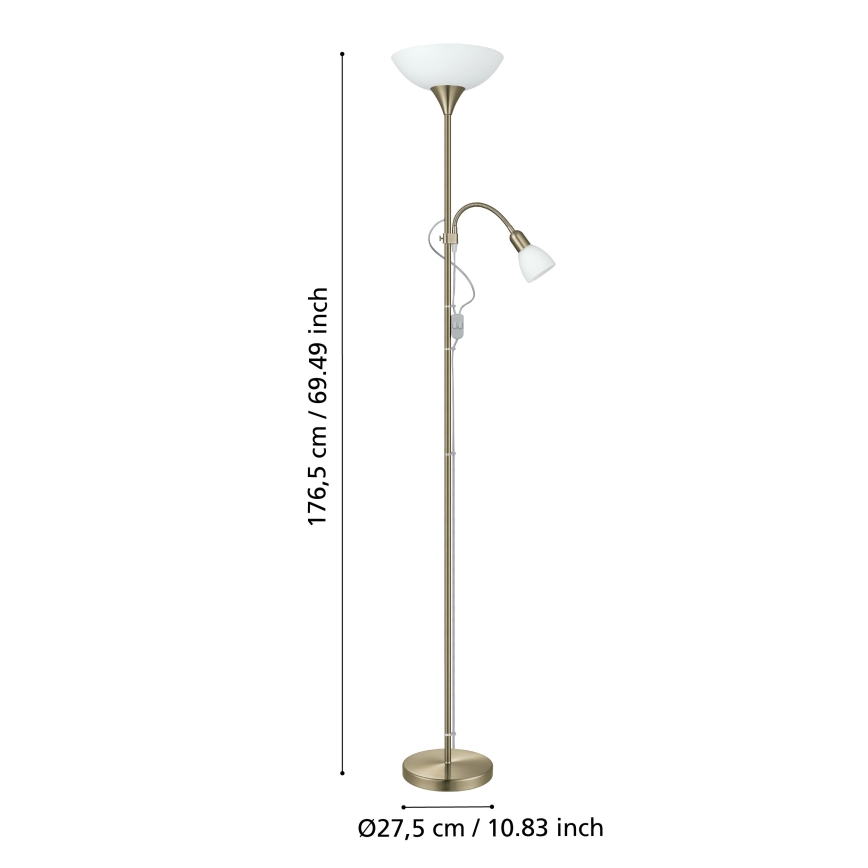 EGLO - Stehlampe 1xE27/60W + 1xE14/25W Messing