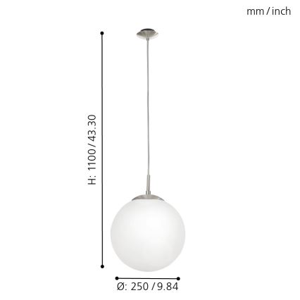EGLO - Hängeleuchte 1xE27/60W/230V d 25 cm weiß