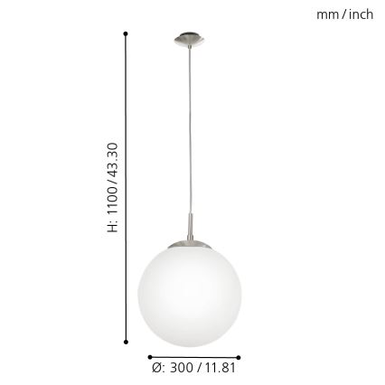 EGLO - Hängeleuchte 1xE27/60W/230V d 30 cm weiß