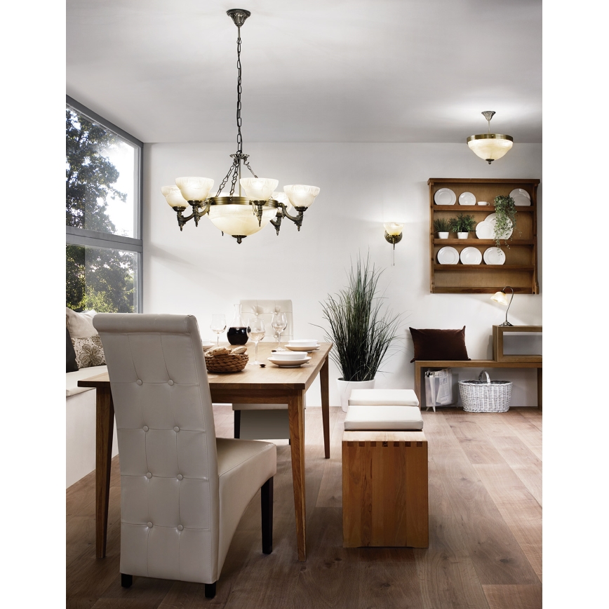 Eglo - Kronleuchter an einer Kette 9xE14/60W Alabasterglas