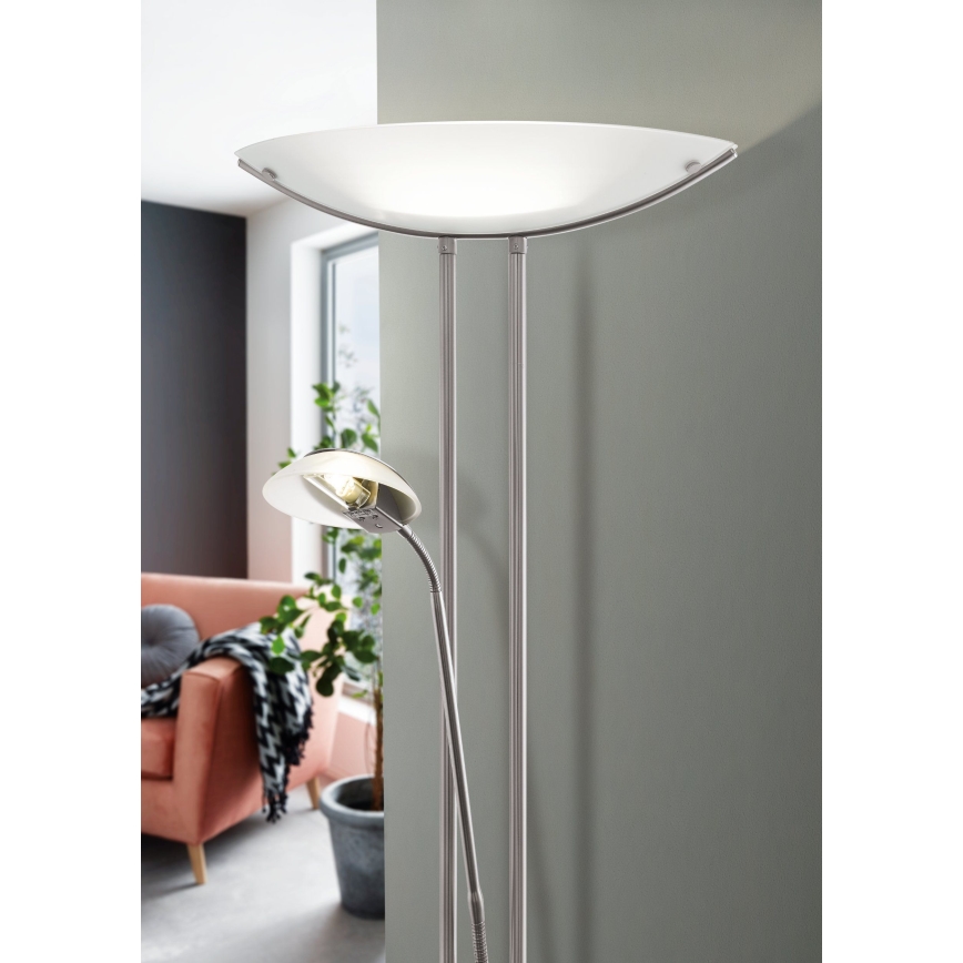 EGLO - Dimmbare Stehleuchte BAYA 1xR7s/230W+1xG9/33W matt Chrom