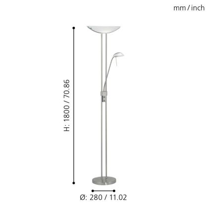 EGLO - Dimmbare Stehleuchte BAYA 1xR7s/230W+1xG9/33W matt Chrom