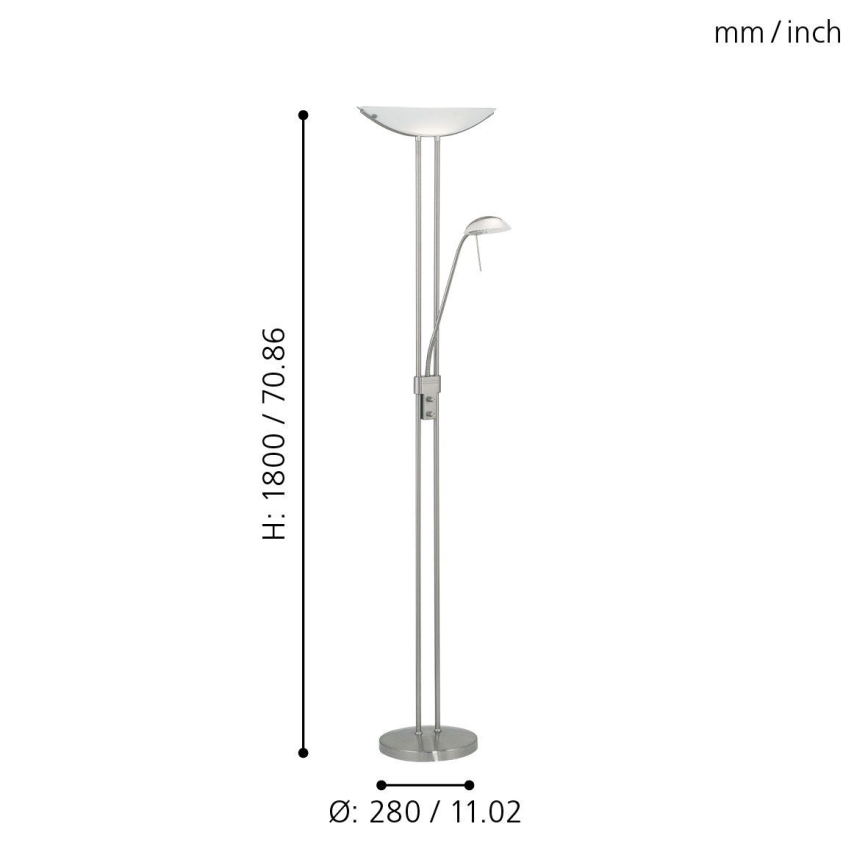 EGLO - Dimmbare Stehleuchte BAYA 1xR7s/230W+1xG9/33W matt Chrom