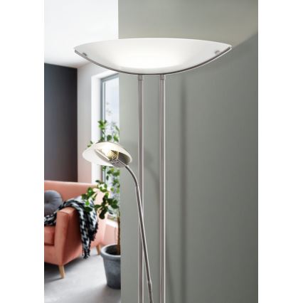 EGLO - Dimmbare Stehlampe BAYA 1xR7s/230W+1xG9/33W mattes Chrom