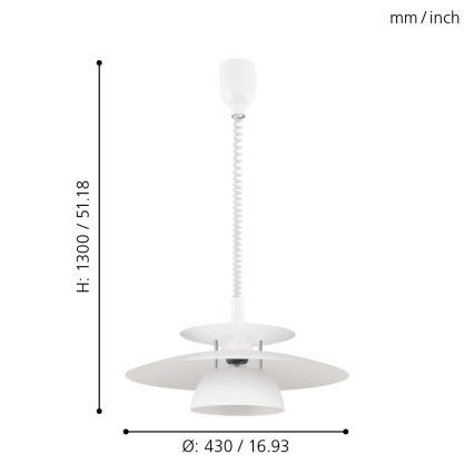 Eglo - Ausziehbare Hängeleuchte 1xE27/60W/230V