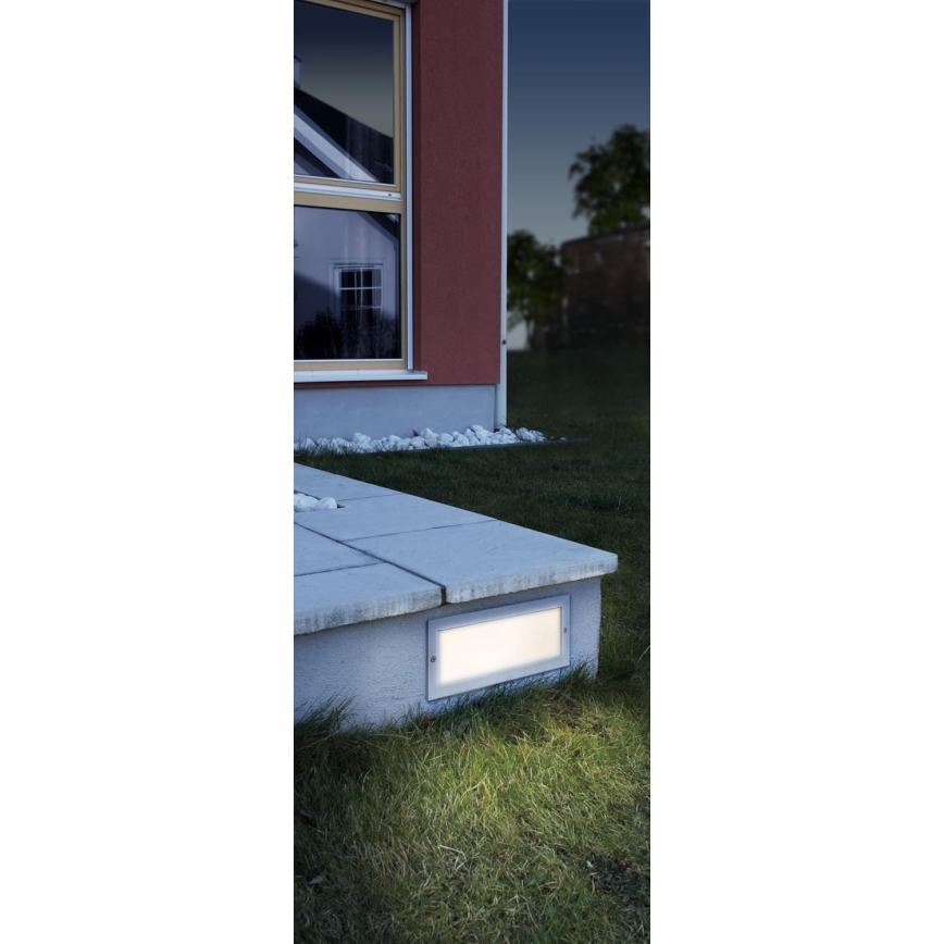 EGLO 88008 - Außen-Einbauleuchte ZIMBA 1xE27/60W silber/weiß IP44