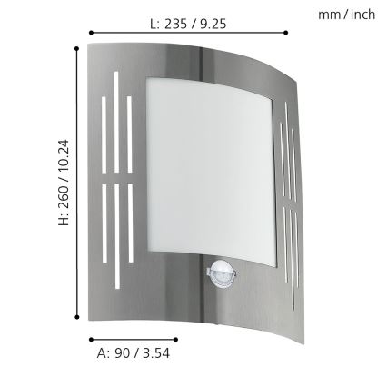 Eglo - Sensor- Außenwandleuchte 1xE27/15W/230V IP44