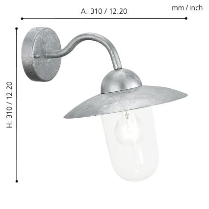 Eglo - Außen- Wandleuchte galvanisiert, Stahl