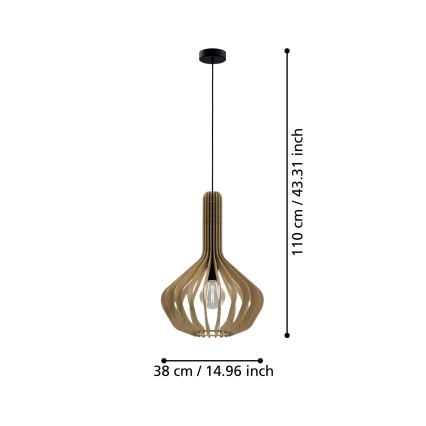 Eglo - Hängeleuchte an Schnur 1xE27/40W/230V d 38 cm beige