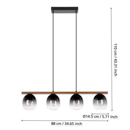 Eglo - Hängeleuchte an Schnur 4xE27/40W/230V