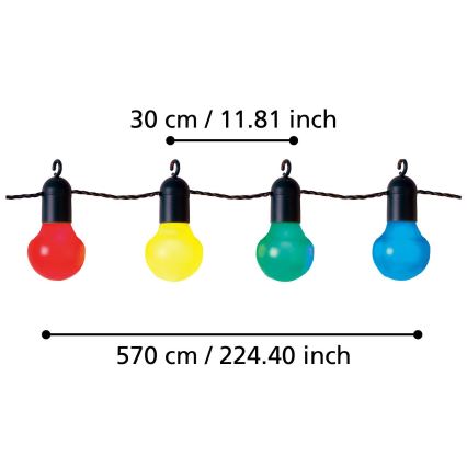 Eglo - LED Außen-Dekokette 20xLED/0,064W/31V IP44