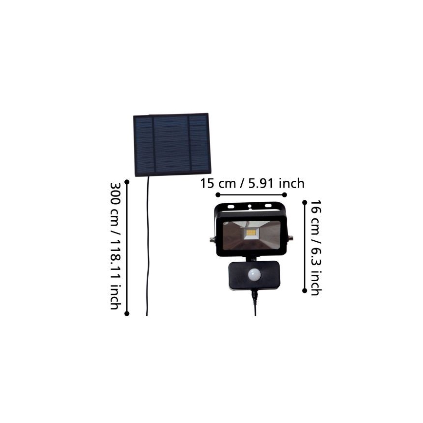 Eglo - LED-Solarstrahler mit Sensor 15xLED/0,03W/3,7V 2600 mAh IP44