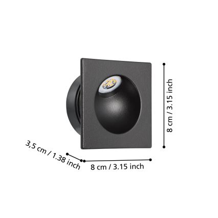 Eglo - LED-Treppenleuchte LED/2W/230V 3000K schwarz