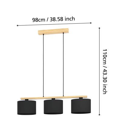 Eglo - Hängeleuchte an Schnur 3xE27/40W/230V