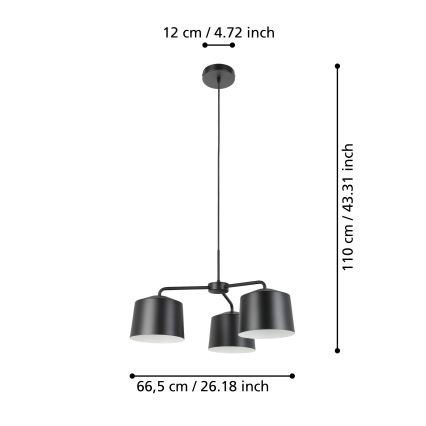 Eglo - Hängeleuchte an Schnur 3xE27/40W/230V