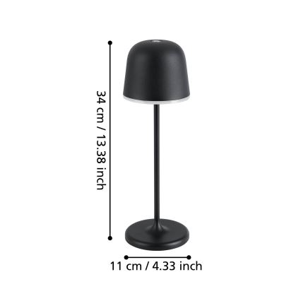 Eglo - Dimmbare, aufladbare LED-Leuchte für den Außenbereich LED/2,2W/5V 1800 mAh schwarz IP54