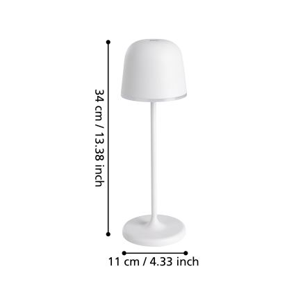 Eglo - LED dimmbare Außen-Akkuleuchte LED/2,2W/5V 1800 mAh grau IP54