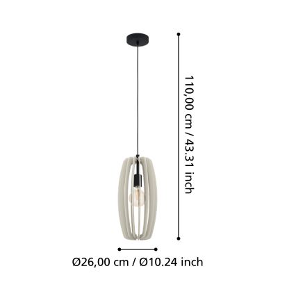 Eglo - Hängeleuchte an Schnur 1xE27/40W/230V cremefarben