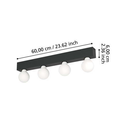 Eglo – Wandleuchte 4xE27/40W/230V schwarz