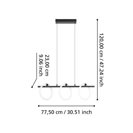 Eglo - LED Hängeleuchte an Kabel 3xLED/9W/230V