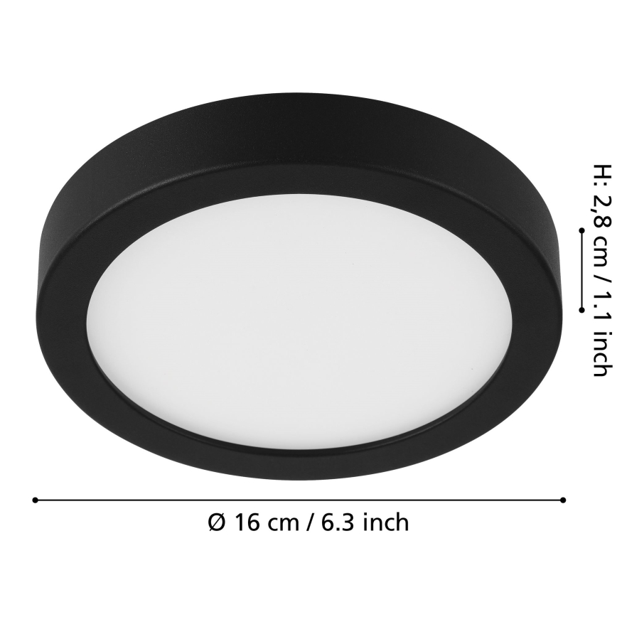 Eglo - dimmbare LED-Deckenleuchte LED/11W/230V schwarz Ø 16 cm