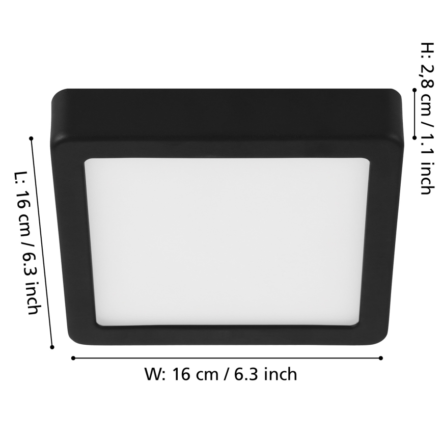 Eglo - Dimmbare LED-Deckenleuchte LED/11W/230V schwarz 16x16 cm