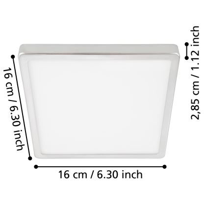 Eglo - LED-Badezimmer-Deckenleuchte LED/11W/230V IP44, Chrom glänzend, 16x16 cm