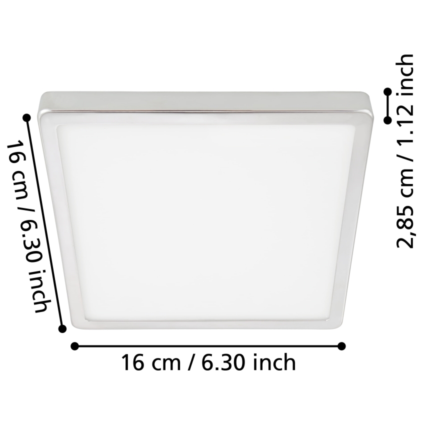 Eglo - LED-Badezimmer-Deckenleuchte LED/11W/230V IP44, Chrom glänzend, 16x16 cm