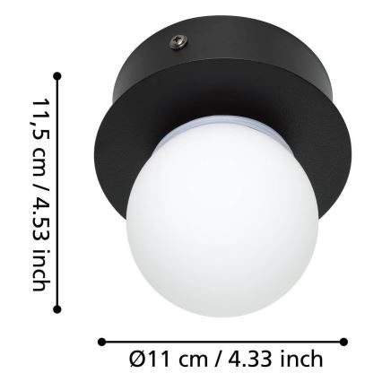 Eglo - LED-Deckenleuchte für Badezimmer LED/3,3W/230V IP44 schwarz