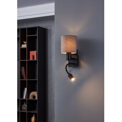 Eglo - LED-Wandbeleuchtung 1xE27/40W/230V + LED/3,8W braun