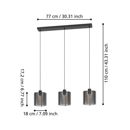 Eglo - Hängeleuchte an Schnur 3xE27/40W/230V