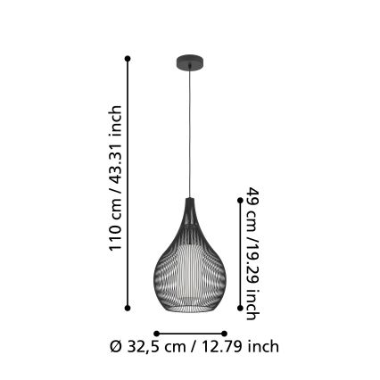 Eglo - Hängeleuchte an Schnur 1xE27/40W/230V schwarz