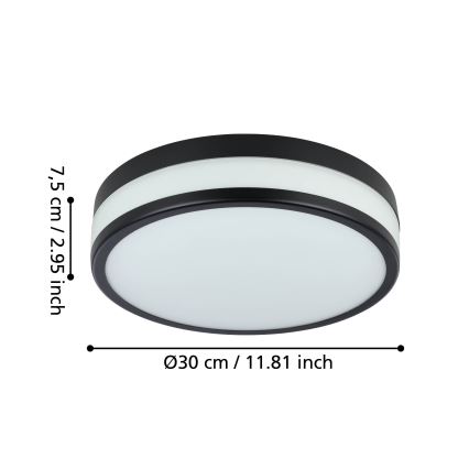 Eglo - LED-Deckenleuchte für Badezimmer LED/17,1W/230V IP44 schwarz