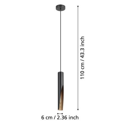 Eglo - LED-Hängeleuchte an Schnur 1xGU10/4,5W/230V schwarz/braun